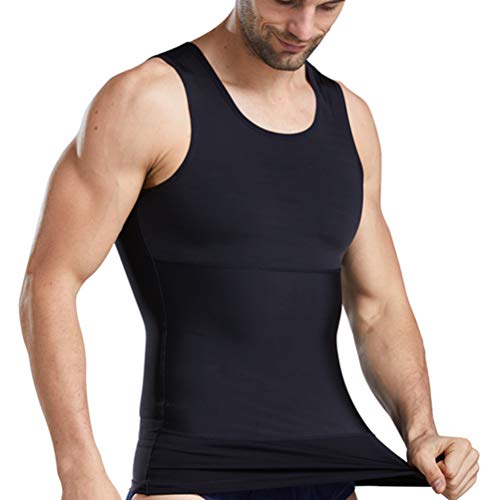 Whlucky Kompression Abnehmen Tanktops Gynäkomastie Moobs zu verstecken Brustkorsett Bauch flach drücken Shapewear,Black,s von Whlucky