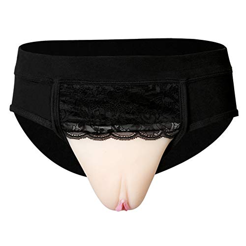 Whlucky Silikon Kamelzehe Unterhose Gefälschte Vagina Crossdresser Transgender Gaffel verstecken Slip Kurze Hose,Black,XL von Whlucky