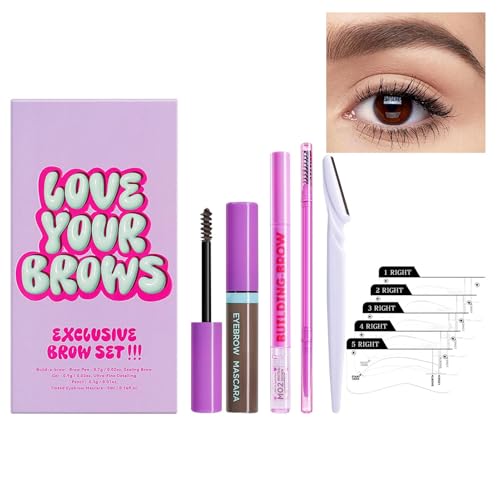 Augenbrauenstift-Set – Make-up-Brauen-Set, Augenbrauen-Highlighter-Stift | 10-teiliges wasserfestes, bruchsicheres Augen-Make-up-Brauenset, Make-up-Set mit Augenbrauenkarte, Wimperntusche, Augenbrauen von Whnbuij
