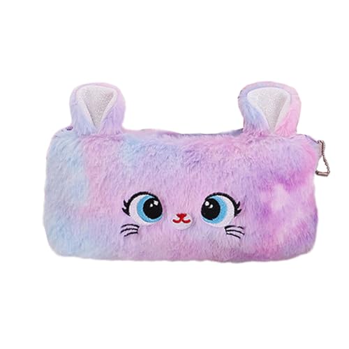 Federmäppchen mit Reißverschluss - Cartoon-Thema Federmäppchen, charmante Bleistifttasche | Modische weiche weiche Katze Federmäppchen mit glattem Reißverschluss und Farbverlaufsfarben, s, violett von Whnbuij
