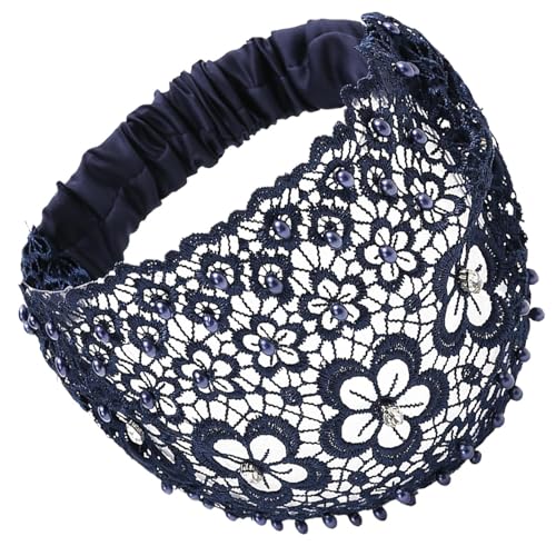 Haarband mit Perlen aus Spitze, breites Band aus floraler Spitze, elegantes Taschentuch, Bohemian, Haarturban für Frauen und Mädchen. von Whnbuij