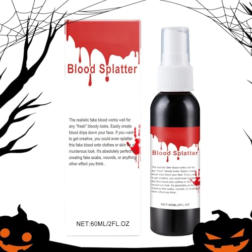 Halloween Blut Kunstblut Make-up | 60 ml Realistisches Vampirblut waschbar - Gefälschte Blutspritzer Partyzubehör Halloween Make-up für Zombie-Vampir Cosplay Halloween Blut Kunstblut Make-up | 60 ml Realistisches Vampirblut waschbar - Gefälschte Blutspritzer Partyzubehör Halloween Make-up für Zombie-Vampir Cosplay von Whnbuij