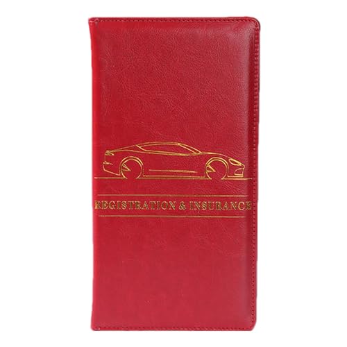 KFZ Ausweishülle | PU Leder Geldbörse für Auto KFZ | KFZ Auto KFZ Auto KFZ Ausweishülle Organizer Tasche und Organizer für Auto Motorrad LKW Boot, rot, riferimento alla descrizione, Siehe von Whnbuij