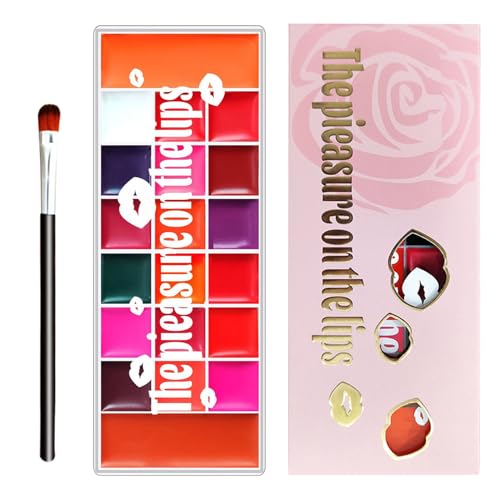 Lipgloss-Palette | Farbiger Lippenstift, wasserfester und schweißfreier Rouge, Lidschatten, All-in-One-Make-up-Palette, mattes Make-up | Puder-Lidschatten-Stempel von Whnbuij