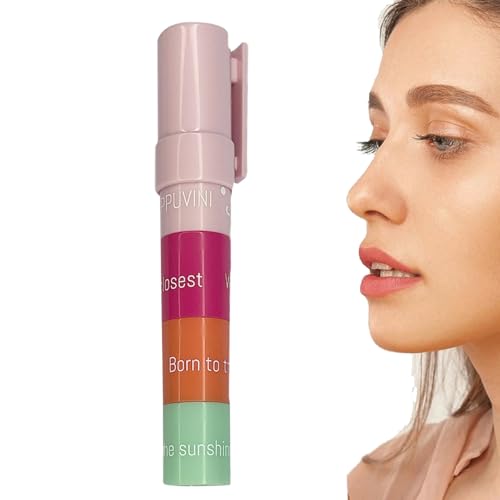 Lippenbalsam für Damen – 4 Farbtöne Farbbalsam mit Stick, Volumengebender, natürlicher Lipgloss für Hautpflege, wischfest für Reisen und Zuhause von Whnbuij