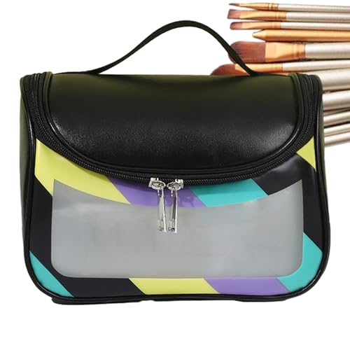 Multifunktionale Kosmetiktasche, Reise-Kosmetiktaschen für Frauen,Kosmetiktasche Schminktasche Große Kapazität Make-up-Taschen - Tragbare Zwei-Wege-Reißverschluss Kulturbeutel, Schwarz , von Whnbuij