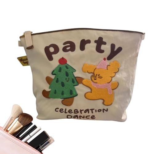 Niedliche Kosmetiktasche, niedliche Make-up-Tasche, niedliche Cartoon-Kosmetiktasche | Nylon-Kulturbeutel mit Reißverschluss mit tanzendem Tierbaum für Frauen, Bestickte Kosmetiktasche, Niedliche Kosmetiktasche, niedliche Make-up-Tasche, niedliche Cartoon-Kosmetiktasche | Nylon-Kulturbeutel mit Reißverschluss mit tanzendem Tierbaum für Frauen, Bestickte Kosmetiktasche, von Whnbuij