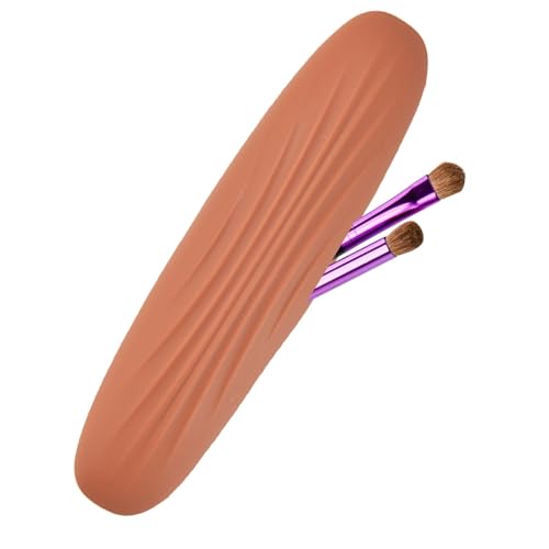 Reise-Organizer für Make-up-Pinsel, Make-up-Pinselhalter für die Reise | Organizer für Make-up-Pinsel | Weicher Make-up-Pinselhalter mit Karabiner, Silikonhülle, Leichter Kaffee, riferimento alla von Whnbuij