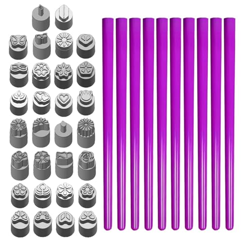 Stempel Stift für Nageldesign - -Stempelstift, Graffiti-Zeichenwerkzeuge auf den Nägeln | Nagelstempel in professioneller Qualität mit 10 Stifthaltern und 30 C-Stempeln von Whnbuij