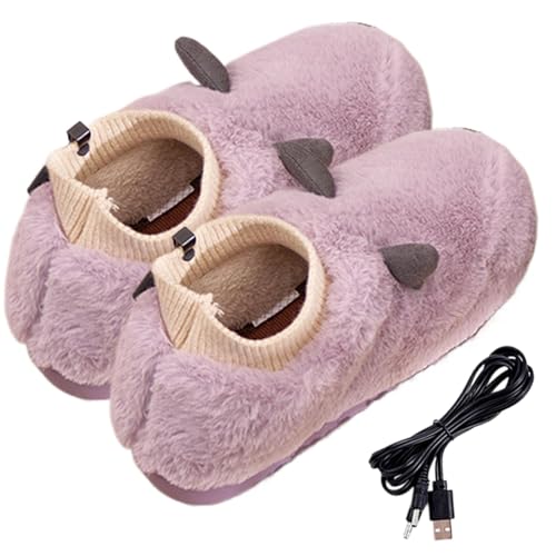 Whnbuij Beheizte Hausschuhe - USB Beheizte Hausschuhe Indoor - Weiche USB Beheizte Schuh für Innen Elektrische Heizung Hausschuhe Fußheizungen für Damen von Whnbuij