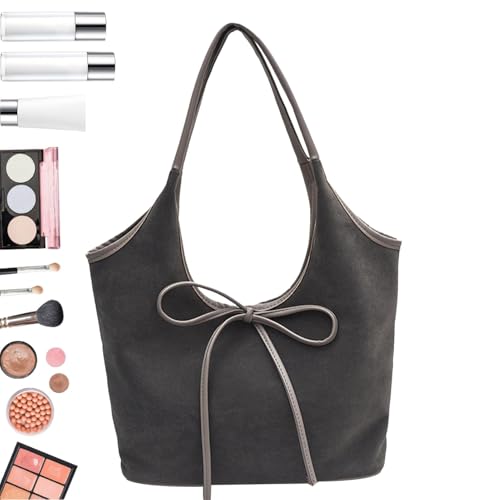 Whnbuij Bow Umhängetasche - Top-Griff Geldbörse Elegant | 2024 Schulter Tote Bag PU Leder Bowknot Design Vielseitige Tote für den täglichen Gebrauch Stilvolle Umhängetasche Damen Satc, grau von Whnbuij