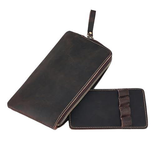 Whnbuij Füllfederhalter-Organizer, Federmäppchen aus Leder, Schreibwarentasche mit Reißverschluss, PU-Leder-Bleistifttasche für Damen und Herren, Vintage-Displayhalter, für 4 Stifte Whnbuij Füllfederhalter-Organizer, Federmäppchen aus Leder, Schreibwarentasche mit Reißverschluss, PU-Leder-Bleistifttasche für Damen und Herren, Vintage-Displayhalter, für 4 Stifte von Whnbuij