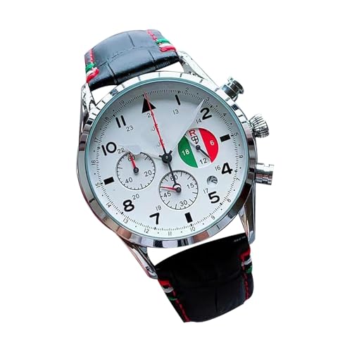 Whnbuij Herrenuhren - mechanische Uhren aus Leder Waterproof | Modische Herrenuhr mit automatischem Display, Datum wasserdicht Elegantes Zubehör (Zifferblattdurchmesser: 43 mm), weiß, riferimento alla von Whnbuij