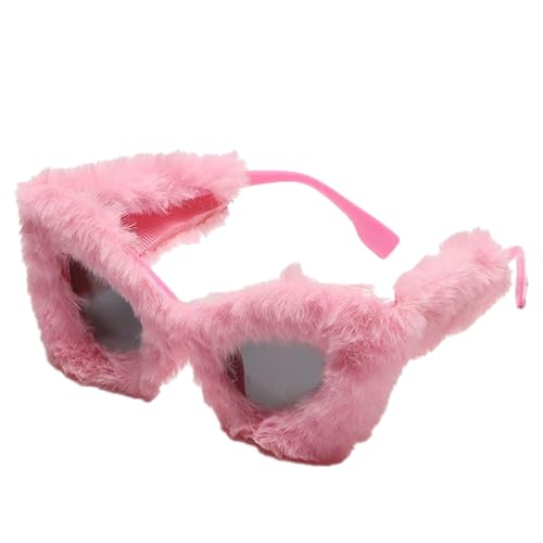 Whnbuij Plüsch-Sonnenbrille, Punk-Plüsch-Sonnenbrille, trendig, Vintage-Retro-Mode, Disco-Brille für Damen, Zubehör, rose, Refer to description von Whnbuij