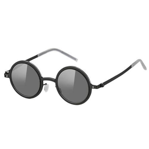 Whnbuij Sonnenbrille mit dimmbaren Gläsern – UV-Schutz, leichter Rahmen | runde runde runde polarisierte Goggle, perfekt für Outdoor-Sportarten, kratzfeste Beschichtung für die, Schwarzer Rahmen, Fare von Whnbuij