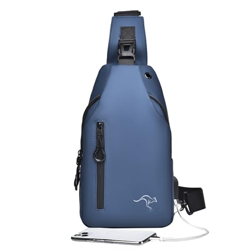 Whnbuij Täglicher Schultertasche, Mehrzweck-Brusttasche, kompakte Reise-Tragetasche, leichter Blitz-Organizer, langlebiger Lade-Schulterrucksack für Geldbörse, Handy, Bargeld und Karten, blau von Whnbuij