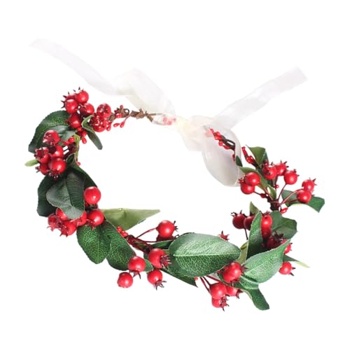 Whnbuij Weihnachtsbeerenkrone, Weihnachtsblumenkronen für Damen, Haarband mit Stechpalmenbeeren-Blättern, für Weihnachtsfeiern, Hochzeiten, Festivals, Foto-Requisite von Whnbuij