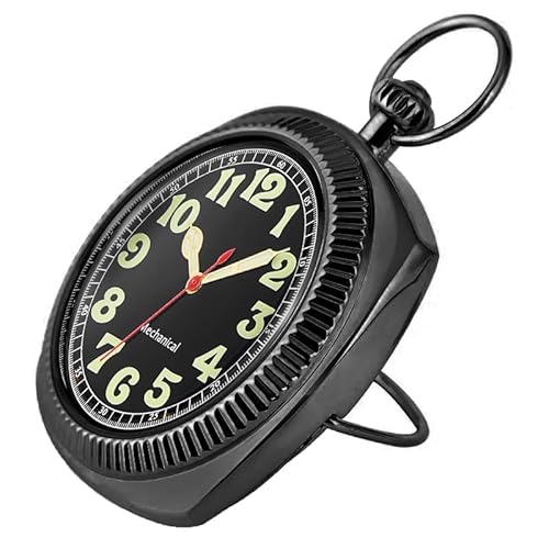 Uncovered Herren Mechanische Taschenuhr mit Kette, Uncovered Roman Design Zifferblatt Kette Mechanische Taschenuhren für Männer, MW170, 100 cm von Whodoit