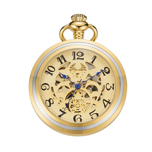 Whodoit Elegante mechanische Herren-Taschenuhr mit Kette und Box, MW183-gold, modisch von Whodoit