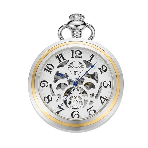 Whodoit Elegante mechanische Herren-Taschenuhr mit Kette und Box, MW183-Silberschwarz, modisch Whodoit Elegante mechanische Herren-Taschenuhr mit Kette und Box, MW183-Silberschwarz, modisch von Whodoit