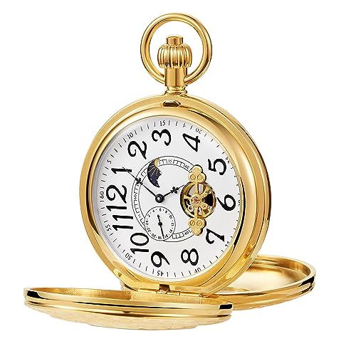 Whodoit Elegante mechanische Herren-Taschenuhr mit Kette und Box, MW1882-gold, Digital, mechanisch Whodoit Elegante mechanische Herren-Taschenuhr mit Kette und Box, MW1882-gold, Digital, mechanisch von Whodoit