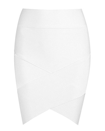 Whoinshop Damen Mini Business Pencil Rock Kleid Stretch Bleistiftrock Bleistiftröcke Kurz Hohe taille Weiß L von Whoinshop