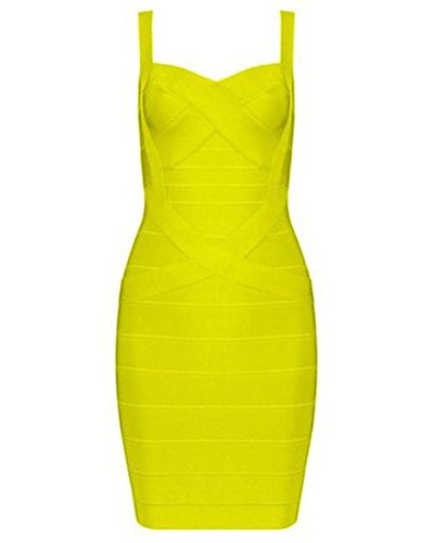 Whoinshop Frauen Radius Ärmel Bodycon schönes Abendkleid Sommer Bandage Gr. Medium, gelb von Whoinshop