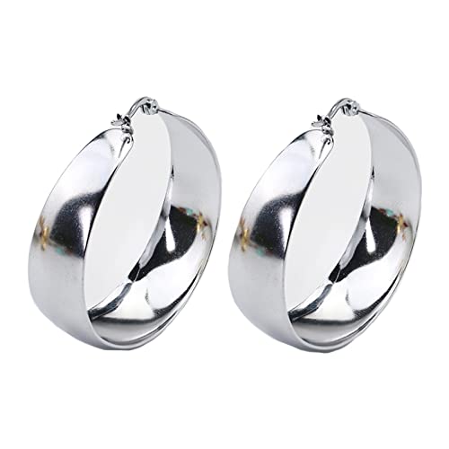 Antiallergische Ohrringe, Chirurgenstahl Ohrringe Creolen mit Silber Großer Kreis 40MM Ohrringgeschenk für Frauen Jugendlich Mädchen von Whoiy