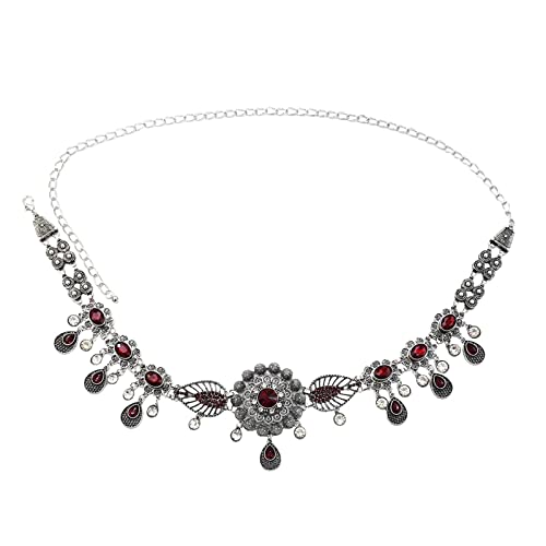 Body Chain Rave, Bauchkette Rot Legierung Bordstein Vintage Boho Tropfen Anhänger Körper Ketten Runden Zirkonoxid Körperschmuck Zubehör für Frauen Body Chain Rave, Bauchkette Rot Legierung Bordstein Vintage Boho Tropfen Anhänger Körper Ketten Runden Zirkonoxid Körperschmuck Zubehör für Frauen von Whoiy