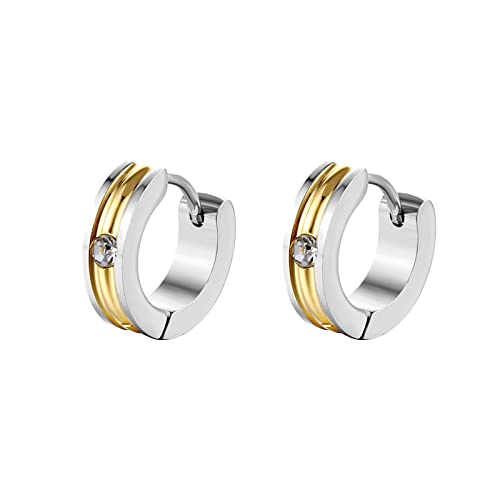 Creolen Herren Edelstahl, Damen Ohrringe Gold Runde Form mit Zirkonia Silber für Geburtstag Versteckte Schnappschüsse von Whoiy