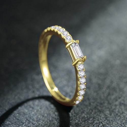 Damen Ring Gold Sterling Silber, Verlobungsringe Zierlich 925, Hochzeitsringe Zirkonia Freundschaftsringe für Frauen Größe 60 (19.1) von Whoiy