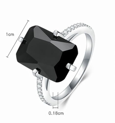 Damen Ringe 925 Sterling Silber, Hochzeit ring mit Schwarz Zirkonia Groß Ehering Elegant für Frauen Größe 62 (19.7) von Whoiy
