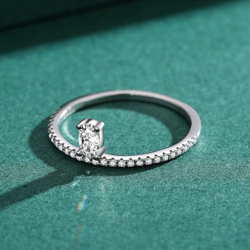 Damen Ringe Sterling Silber, Hochzeit ring Oval 925 Trauringe Zirkonia Zart Freundschaftsringe für Frauen Größe 60 (19.1) von Whoiy