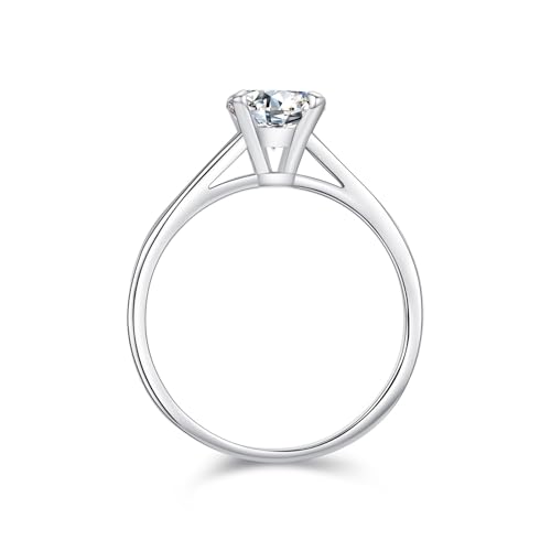 Ehering Sterling Silber 925, Damen Hochzeit ringe 1ct Freundschaftsringe Moissanite Solitär für Frauen Größe 60 (19.1) von Whoiy