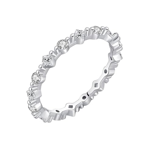 Eheringe 925 Sterling Silber Damen, Verlobungsring Freundschaftsringe Ewigkeit mit Zirkonia für Frauen Größe 52 (16.6) von Whoiy