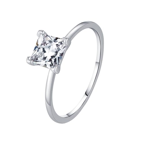 Eheringe Damen Solitär, Hochzeit ringe Sterling Silber 925 Freundschaftsringe Zirkonia für Frauen Größe 57 (18.1) von Whoiy