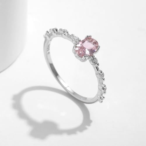 Eheringe Elegant, Damen Freundschaftsringe Sterling Silber 925 Verlobungsring mit Rosa Zirkonia für Frauen Größe 60 (19.1) von Whoiy