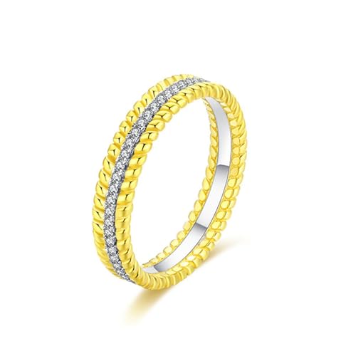 Frauen Ringe Sterling Silber, Ehering Ewigkeit 925 Hochzeit ring Zirkonia Zweifarbig Gold Freundschaftsringe für Damen Größe 62 (19.7) von Whoiy
