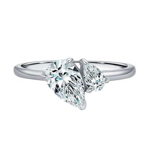 Freundschaftsringe Damen Sterling Silber 925, Verlobungsring mit Zirkonia Eheringe Elegant mit Gravur Ring für Frauen Größe 54 (17.2) von Whoiy