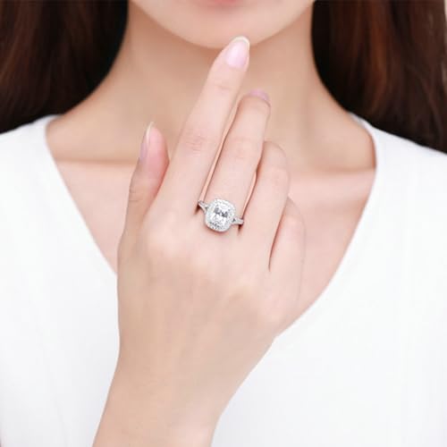 Freundschaftsringe Damen Sterling Silber 925, Verlobungsring mit Zirkonia Elegant Eheringe Halo mit Gravur Ring für Frauen Größe 57 (18.1) von Whoiy