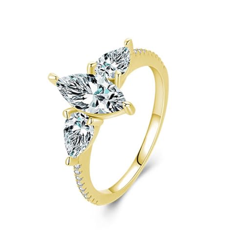 Freundschaftsringe Damen Sterling Silber 925, Verlobungsring mit Zirkonia Unique Trauringe Elegant Gold Ring für Frauen Größe 60 (19.1) von Whoiy