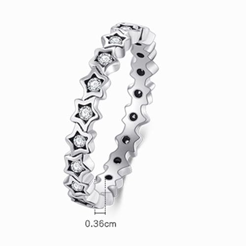 Freundschaftsringe Damen Sterling Silber 925, Verlobungsringe mit Zirkonia Ewigkeit Hochzeitsringe Stern Ring für Frauen Größe 49 (15.6) von Whoiy