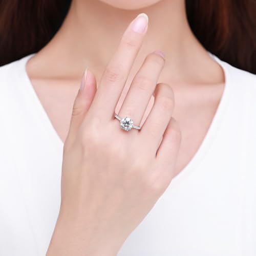 Freundschaftsringe Elegant Sterling Silber 925, Hochzeitsringe Damen Ring Solitär Verlobungsringe mit Zirkonia für Frauen Größe 57 (18.1) von Whoiy