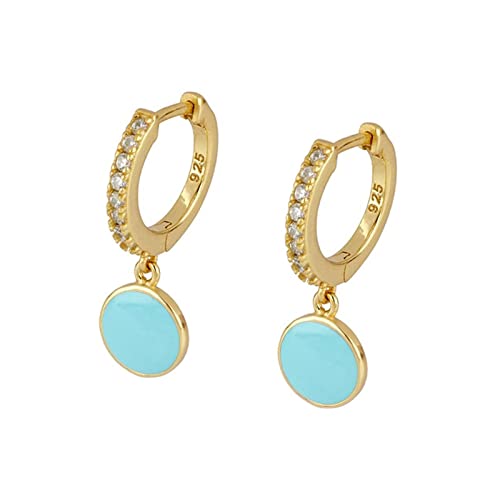 Lange Ohrringe Vergoldet, Ohrringe Kristall Reifen Ohrringe Dangle Hellblauer Runder Anhänger Zirkonia Knorpel Piercing Ohr für Frauen von Whoiy