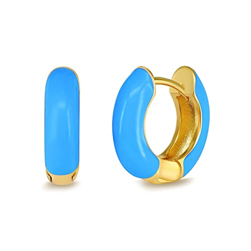 Ohrringe Blau Boho, Ohrringe Frauen Vergoldet Reifen Ohrringe mit Emaille mit 925 Silberner Nadel Knorpel Piercing Ohr für Frauen von Whoiy