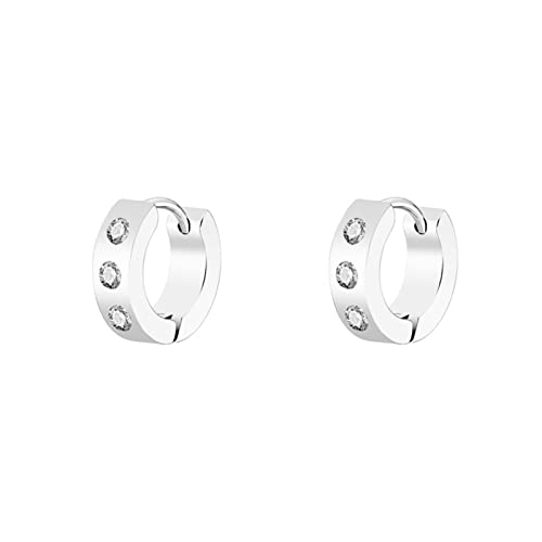 Ohrringe Creolen, Medizinische Ohrringe Chirurgenstahl mit Silber Kreis mit Zirkonia 9X4MM Ohrringgeschenk für Frauen Jugendlich Mädchen von Whoiy