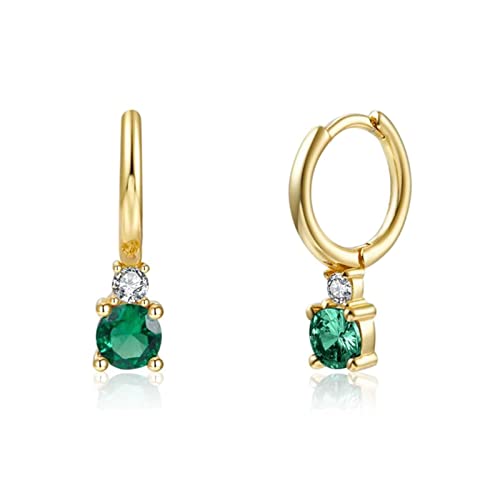 Ohrringe Grün Damen, Ohrringe Boho Vintage Vergoldet Reifen Ohrringe mit Zirkonia mit 925 Silberner Nadel Knorpel Piercing Ohr für Frauen von Whoiy