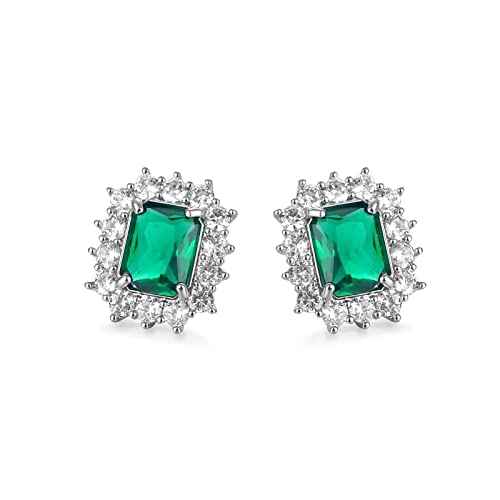 Ohrringe Grüner Stein, Damen Ohrstecker Modeschmuck Zirkonia mit Vier Klauenpavé Versilbert Rechteckige Form für Geburtstag Ohrringe Grüner Stein, Damen Ohrstecker Modeschmuck Zirkonia mit Vier Klauenpavé Versilbert Rechteckige Form für Geburtstag von Whoiy