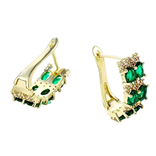 Ohrringe Grüner Stein, Ohrringe Damen Hochzeit Kanal mit Wunderschönen Zirkonen Im Luxusstil Vergoldet Ohrringe Hängend Ohr Piercings von Whoiy