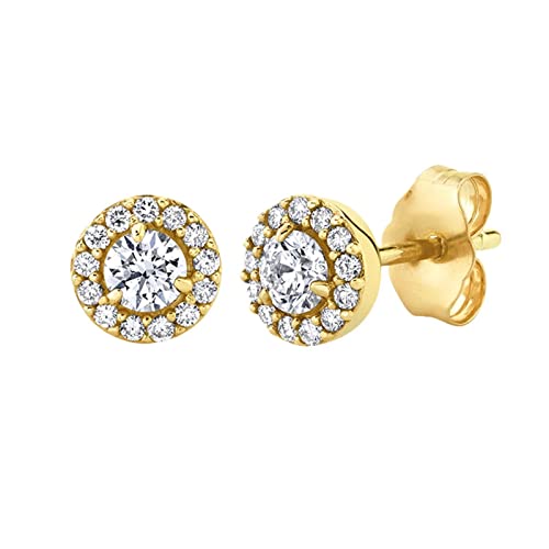 Ohrringe Hochzeit Braut Gold, Große Ohrringe Modeschmuck Ohrstecker mit Zirkonia mit 925 Silberner Nadel Knorpel Piercing Ohr für Frauen von Whoiy